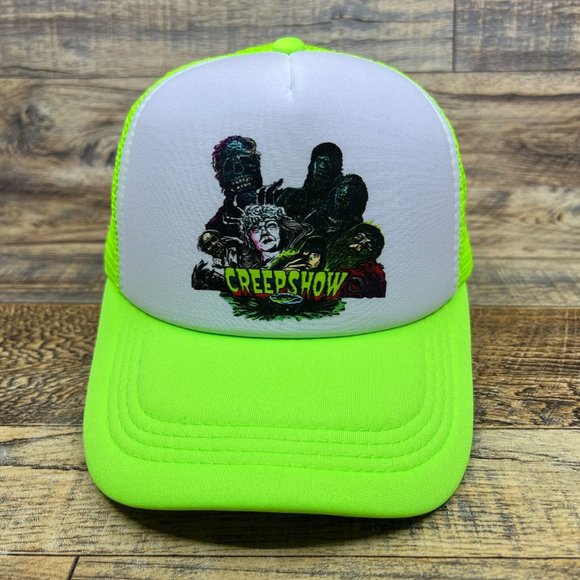 Creepshow Mens Trucker Hat Neon Green Snapback 1982 Cult Horror Anthology Cap - Picture 2 of 8